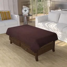 BIGGER FISH Coffee Brown Cotton 4-Seater Table Cover-12
