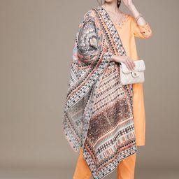 Anouk Ethnic Motifs Embroidered Thread Work Pure Cotton Kurta With Trousers & Dupatta-52