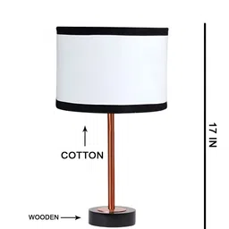 Aura White & Black Printed Metal Contemporary Cylindrical Shaped Table Lamp-1