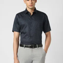Van Heusen Micro Ditsy Printed Spread Collar Cotton Formal Shirt-image-9