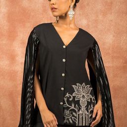 Shreeka Floral Embroidered V-Neck Flared Sleeves Shirt With Trouser-image-64