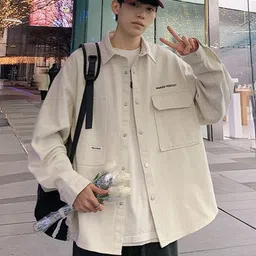 StyleCast Men Standard Oversized Fit Spread Collar Solid Casual Shirt-image-56