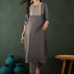 Sangria Straight Sequence Embroidered Kurta & Trouser-13