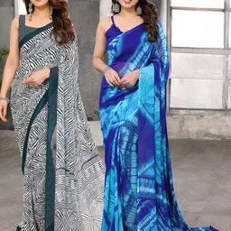 Moda Rapido Pack Of 2 Abstract Printed Pure Georgette Saree-38