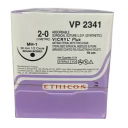 Ethicon 70 cm 2-0 USP Violet Vicryl Plus Violet Braided Antibacterial Suture VP2341 Pack of 12 Pcs-18