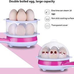 madhuram enterprise 2 in 1 Double Layer Electric Non Stick Mini Egg Frying Pan for Omelette and Egg Boiler Steamer, Egg Cooker (14 Eggs) (Multi) image 3