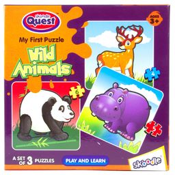 Skoodle Quest Wild Animal Puzzle Set of 3 - 15 pieces-0