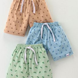 Teddy Sinker Above Knee Length Shorts Aeroplane Print Pack of 3 - Multicolour-image-84