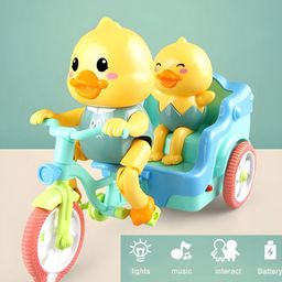 YAMAMA Musical Funny Duck Tricycle Toy For Kids With Light And Music 360 Degree Rotating Musical Toy For Kids Electric Cute Cartoon Duck Stunt Tricycle Toy For Kids  Multicolor-14