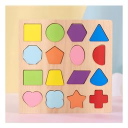 YAMAMA Geometric Wooden Puzzle Game Toy For Kids Baby Geometric Matching Early Educational Children Montessori Board Puzzle Toy  Multicolor-24