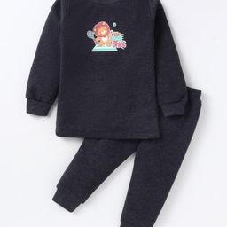 Simply Full Sleeves Vest& Bottom Thermal Wear Combo Lion Print - Black-image-61