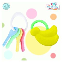 The Cheeky Kidzz Baby Soft Silicone Teether Nibbler & Key Teether Baby Pain Relief Dental Care Teether 3 to 24 Months - YELLOW-15