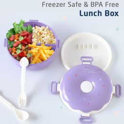 ZOE Portable Donut Shape Lunch Box With Spoon and Fork- Purple-picture-10