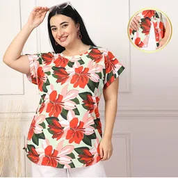Zelena 100% Cotton Half Sleeves Floral Printed Zipless Feeding Top With Buttons - Multi Colour-picture-42