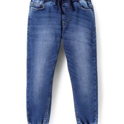 Pine Kids Woven Full Length Solid Washed Denim Joggers - Blue-image-76