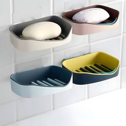 COZY VIBES Self Adhesive Wall Mounted Soap Holder for Bathroom | Self Draining Slanting Design Wall Soap Dish - PACK OF 1 - COLOR MAY VARY-image-49