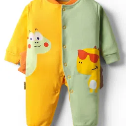 Child World Interlock Knit Full Sleeves Romper With Dino Print - Gold-picture-14