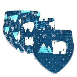 Little Surprise Box Premium Bib with adjustable snap button Closure Pack Of 3 Polar Bear Print - Blue-picture-10