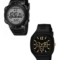 THE SHOPOHOLIC Men Set Of 2 Bracelet Style Straps Analogue Watch TMX-SQ-BLACK-picture-17