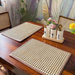 SMITAM LIFESTYLE 2 Pcs Off White & Brown Textured Table Placemats-image-15