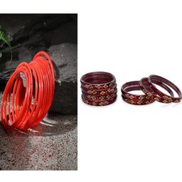 SOMIL Set Of 20 Red Alloy Artificial Stones and Beads Antique Bangles-image-60