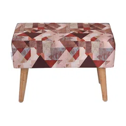 Shadowkart Brown& Beige Printed Wooden Rectangular Bench image 4