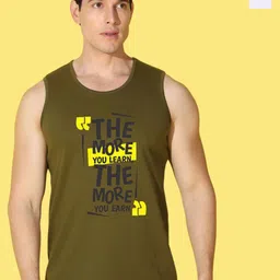 WOOSTRO Pack Of 2 Printed Super Combed Cotton Gym Vests VWS26(98 WHITE)(MORE OLIVE)-50