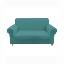 House of Quirk Solid Jacquard Single Seater Sofa Cover with Arms-image-84