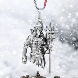 P. R. PRINTS Silver-Plated Stainless Steel Lord Shiva Pendant With Chain-image-19