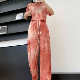 Lugo Tie And Dyed Self Design Round Neck T-shirt With Trouser-picture-52