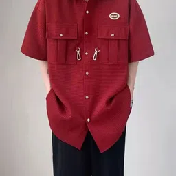 StyleCast Men Standard Oversized Fit Spread Collar Textured Casual Shirt-image-41