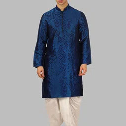 ROYAL KURTA Men Blue Ethnic Motifs Kurta with Dhoti Pants-image-85