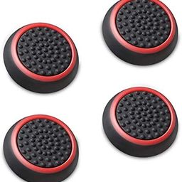 GET IN THE GAME THUMBSTICKS Analog Joystick Cap Cover COMPATIBILE with PS5/PS4/ PS3 /PS2 /Xbox Series X/Xbox ONE/Xbox 360 ETC Pack of 4 PCS - Black N RED image 1