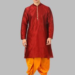 ROYAL KURTA Men Red Kurta with Dhoti Pants-image-114