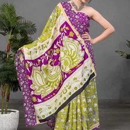 KALINI Ajrak Block Print Saree image 3