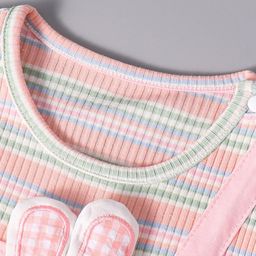 Hopscotch Kids Pink Bunny Applique Cotton Romper-picture-35