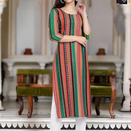 Moda Rapido Selection Of 2 Geometric Printed Round Neck Straight Kurta-image-61