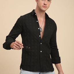 THE BEETEL HOUSE Men Relaxed Regular Fit Spread Collar Textured Casual Shirt-image-99