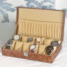 ZENWOOD Tan Brown 12 Slots Leather Watch Organiser-10