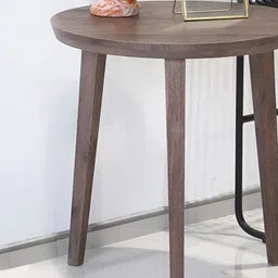 Metalsmith Grey & Brown Wooden Round Shaped Bedside Table-39