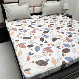 Pure Decor White & Blue Geometric King Bedsheet with 2 Pillow Covers-image-20