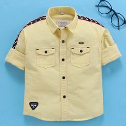 Dapper Dudes Solid Twill Roll Up Full Sleeves Shirt - Light Yellow-picture-3