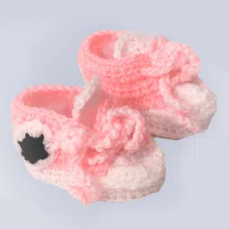 Knits & Knots Knot Detailed Crochet Booties - Peach & White-picture-43