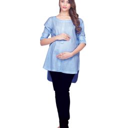Kriti Half Sleeves Maternity Top - Light Blue-image-67
