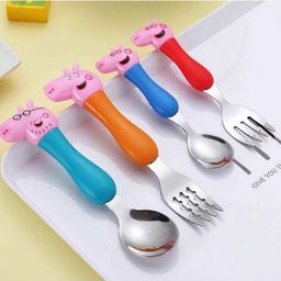 FunBlast Stainless Steel Spoon & Fork Set Multicolor - Pack of 4-9