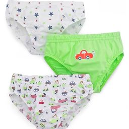Babyhug 100% Cotton Briefs Pack of 3 - White Green-image-23