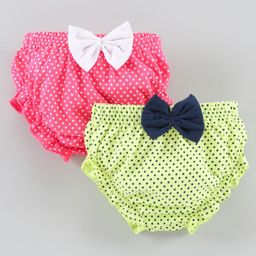 Babyhug 100% Cotton Bloomer Polka Dot Print - Pack of 2 - Pink Green-image-42