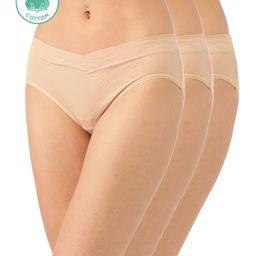 Inner Sense Pack Of 3 Organic Cotton Antimicrobial Maternity Panties - Beige-image-45