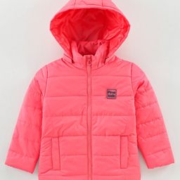 Pine Kids Full Sleeeves Detachable Hooded Padded Jacket - Pink-4