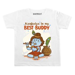 KNITROOT Best Buddy Print Half Sleeves Tee - White-picture-5